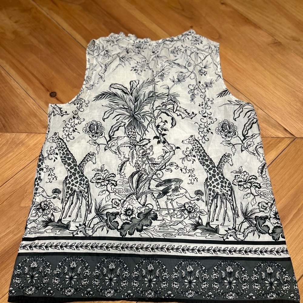 Talbots Black and White Safari Print Tank Top size M - Picture 5 of 9